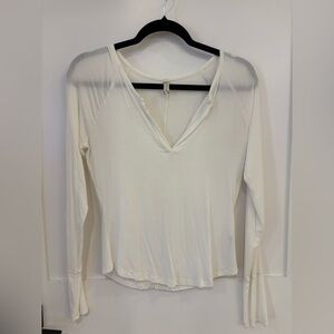 Free People Cream Long Sleeve Top